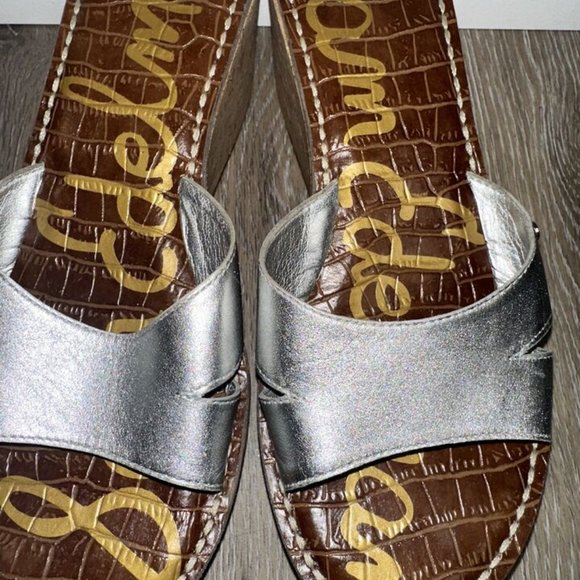 Sam Edelman Slip On Open Toe Sie 7.5M EUR 38 Silver Solid Wedges Women's - Picture 7 of 16